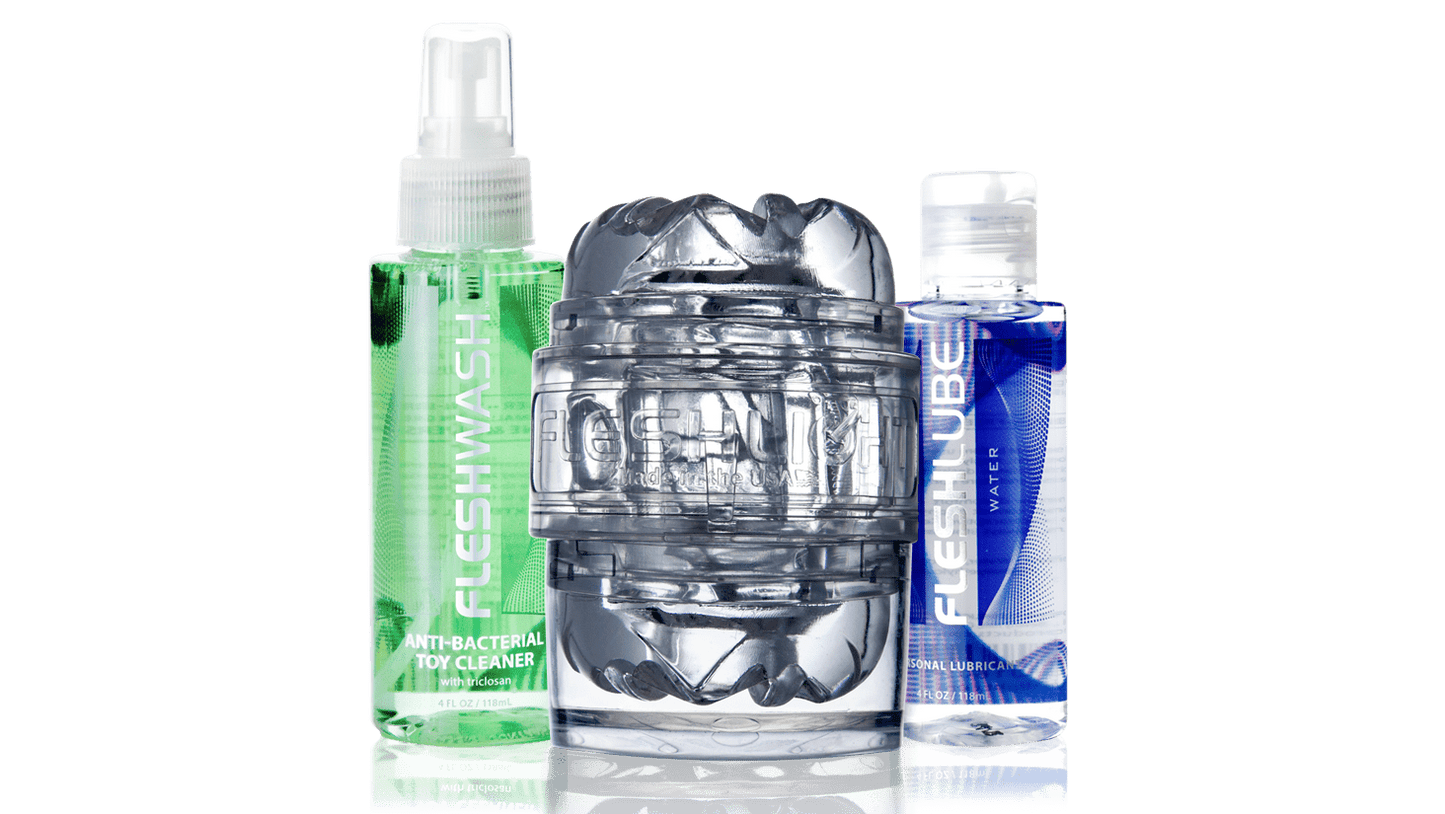 Quickshot Vantage™ stroker with textured clear sleeve