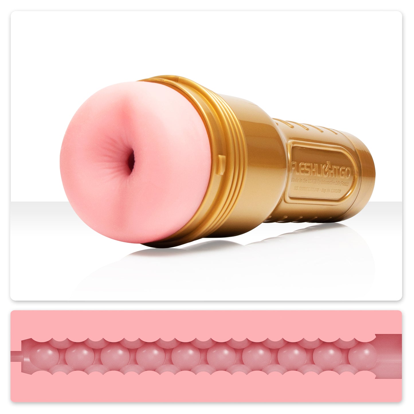 Fleshlight GO STU Butt masturbator gold case pink sleeve